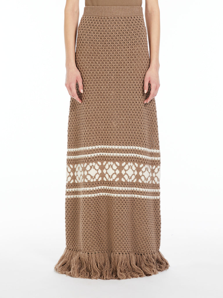 Wool and cashmere skirt with fringes