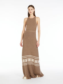 Wool and cashmere skirt with fringes