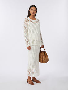 Mesh Cotton Skirt for Women - Optical White - Max Mara UAE
