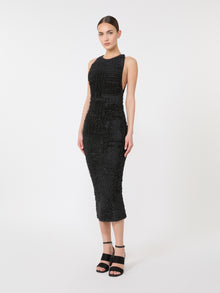 Viscose Yarn Dress With Micro-Flounces for Women - Black - Max Mara UAE