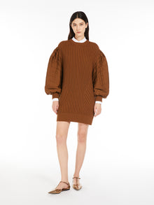 Short Ribbed Wool Dress for Women - Tobacco - Max Mara UAE