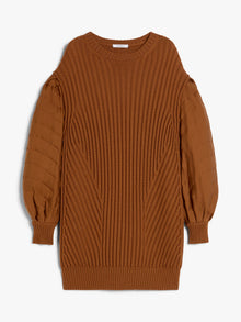 Short Ribbed Wool Dress for Women - Tobacco - Max Mara UAE
