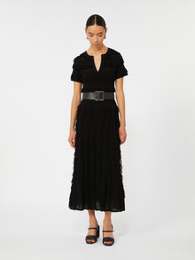 Patterned Viscose Yarn Dress for Women - Black - Max Mara UAE