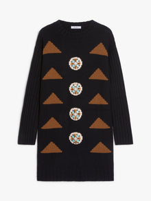 Intarsia Wool And Cashmere Dress for Women - Black - Max Mara UAE