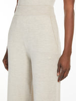 Wide-Leg Wool Yarn Trousers for Women - Sand - Max Mara UAE