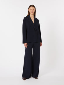 Viscose Crêpe Knit Trousers for Women - Ultramarine - Max Mara UAE