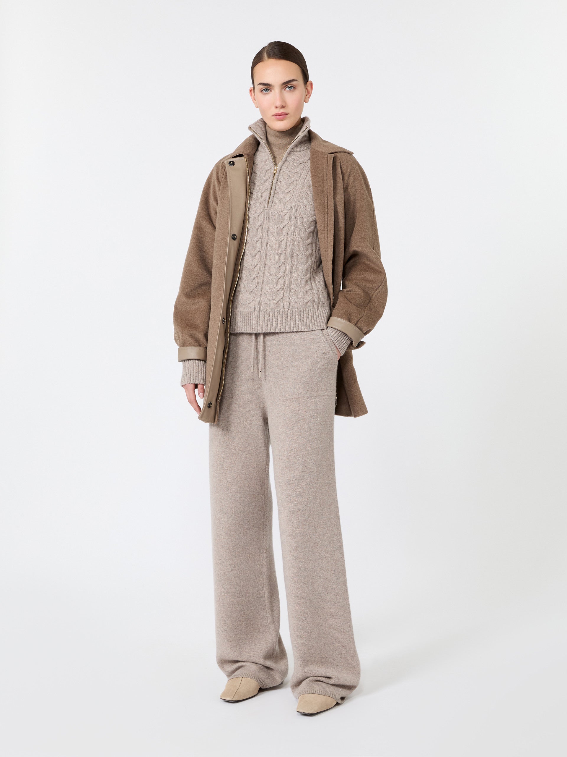 max mara wide cashmere yarn trousers for women