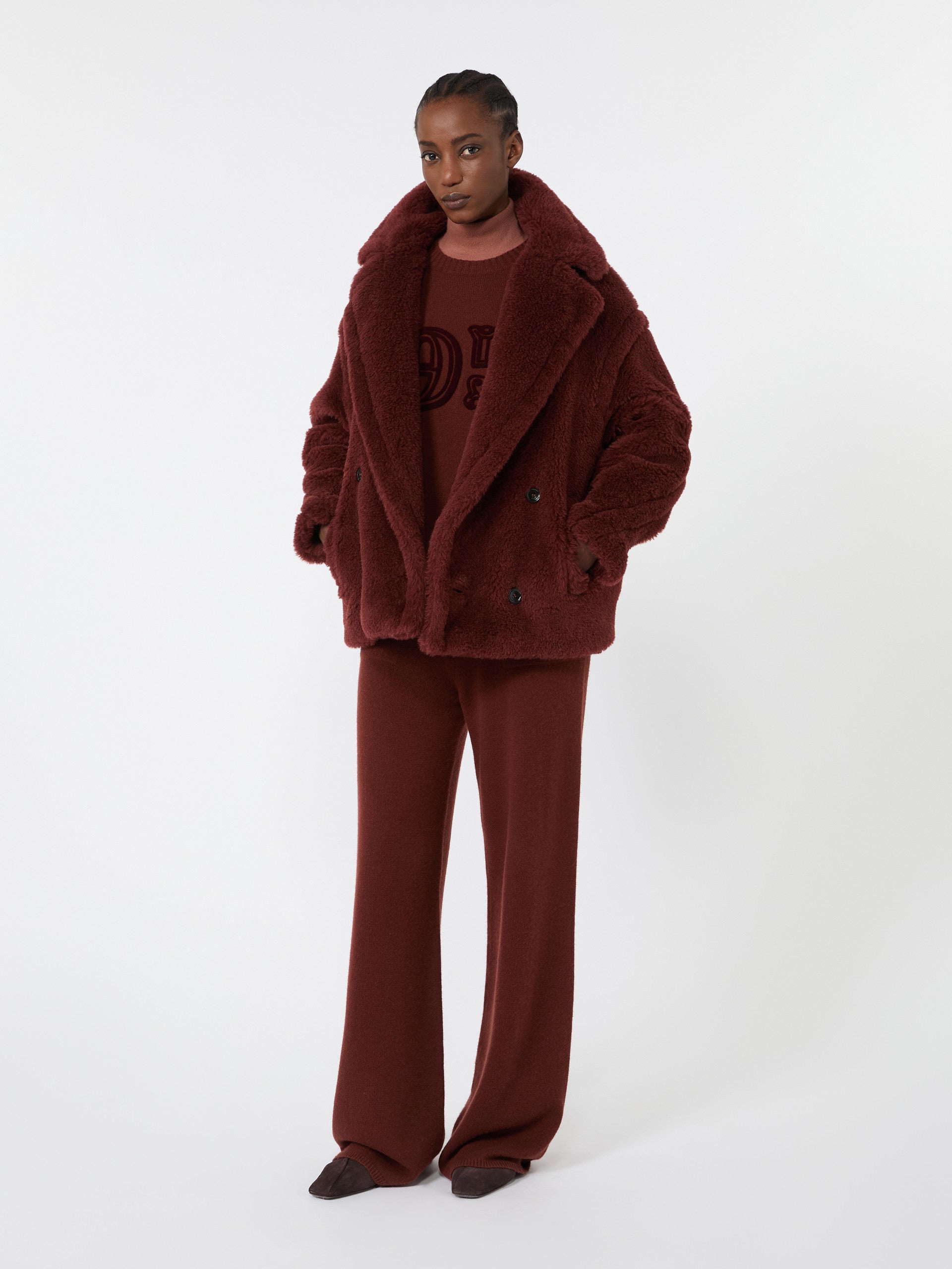 max mara wide cashmere yarn trousers for women