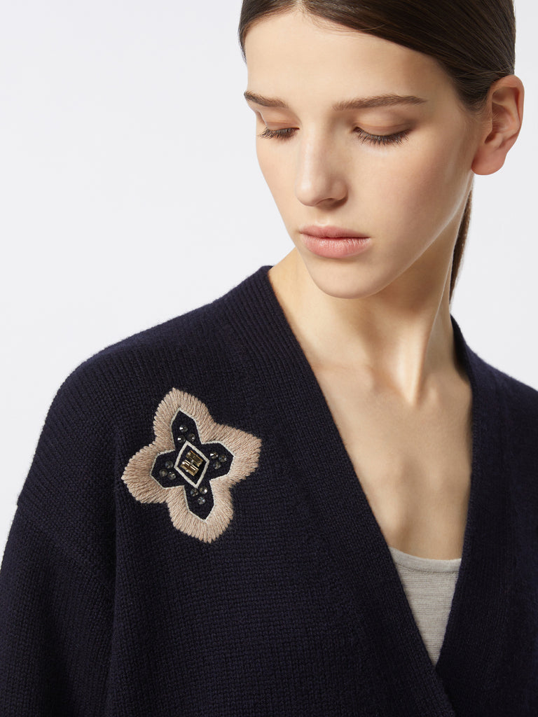 Long wool and cashmere cardigan