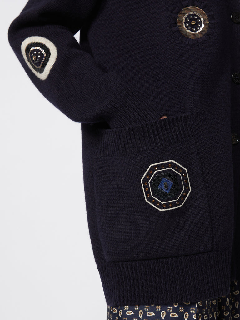 Long wool and cashmere cardigan