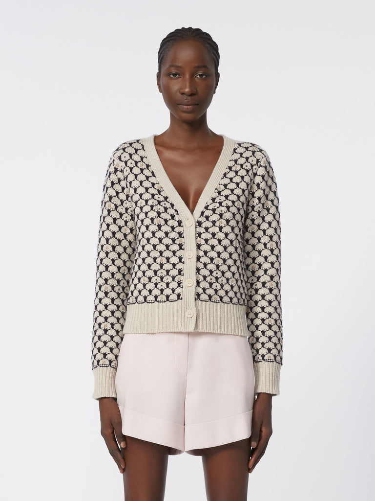Patterned wool and cashmere cardigan