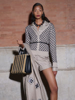 Patterned wool and cashmere cardigan