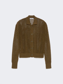 Cotton Cordonnet Cardigan for Women - Kaki - Max Mara UAE