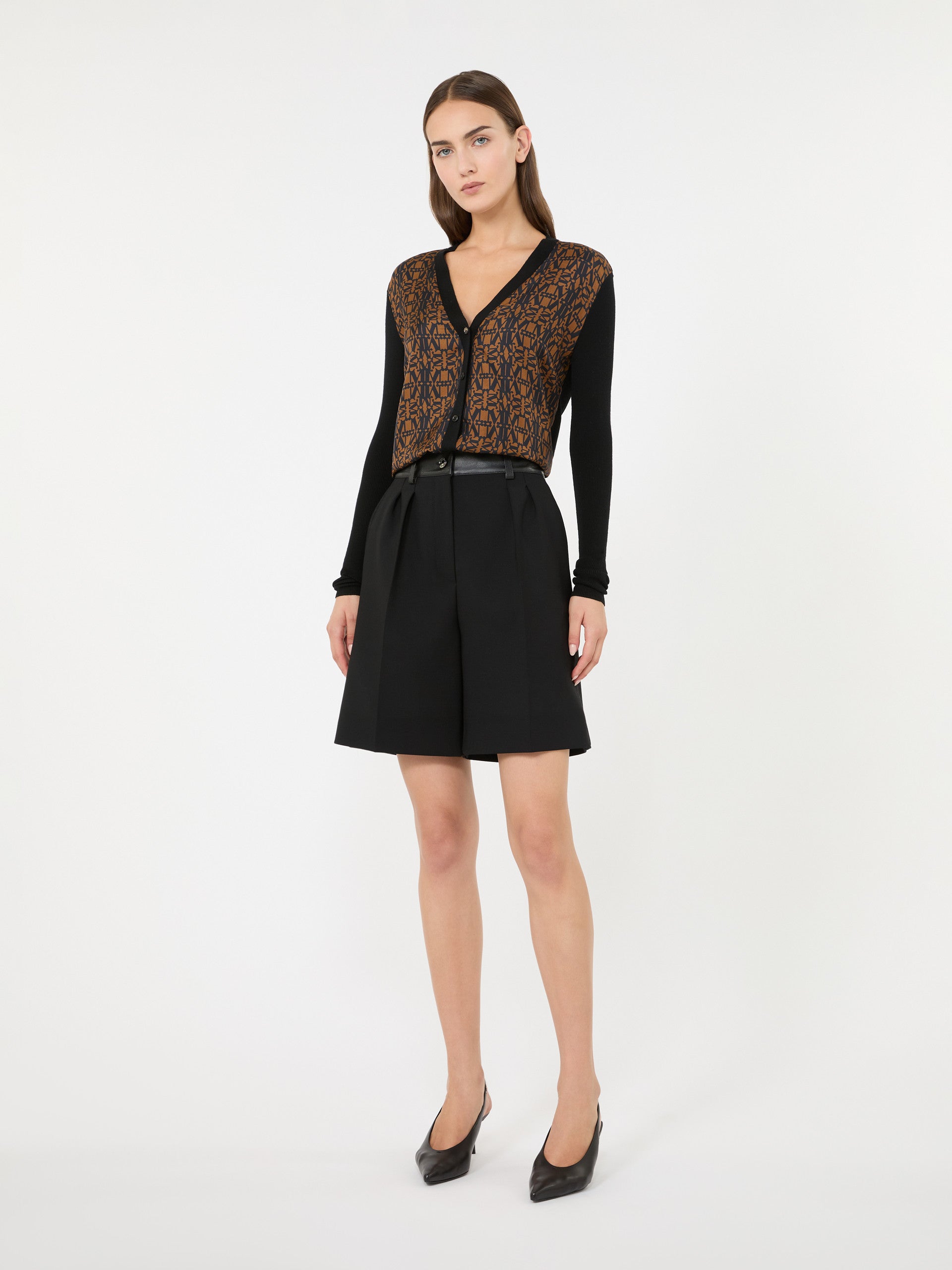max mara printed wool and silk yarn cardigan for women