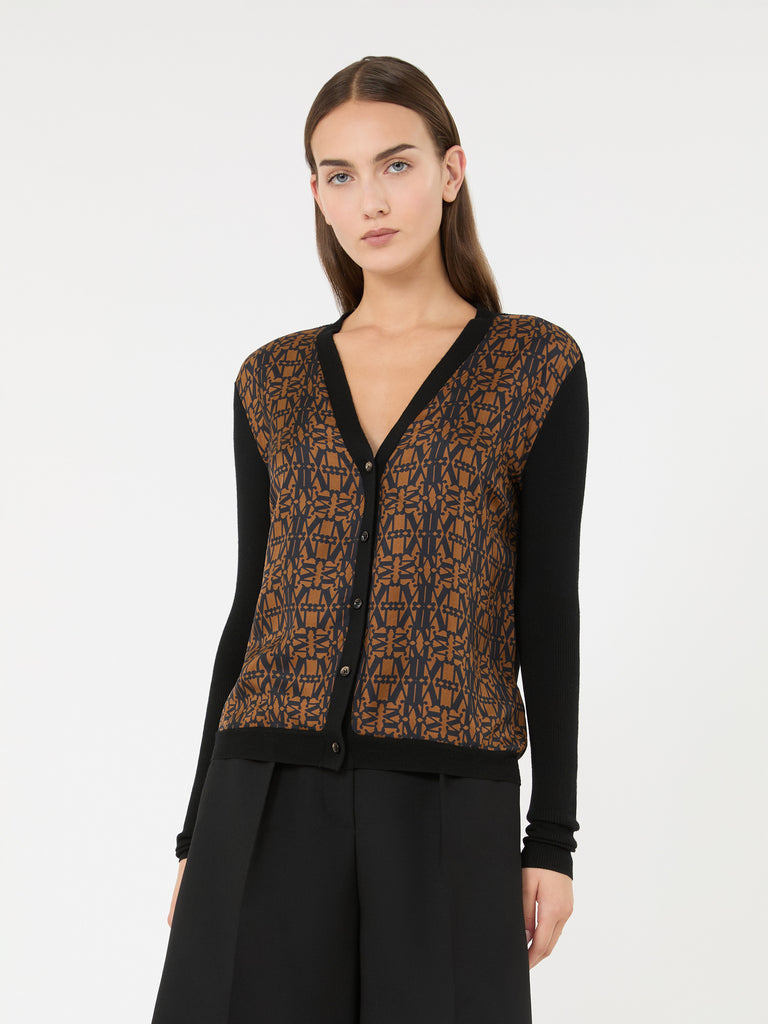 max mara printed wool and silk yarn cardigan