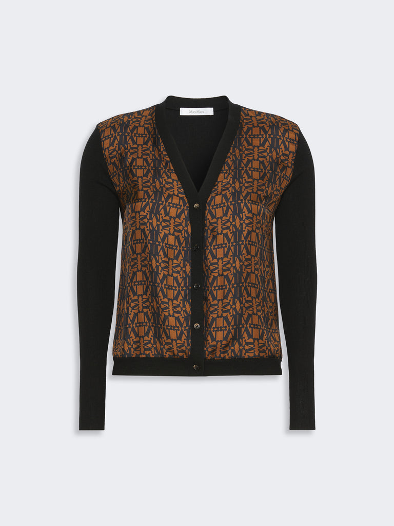 max mara printed wool and silk yarn cardigan