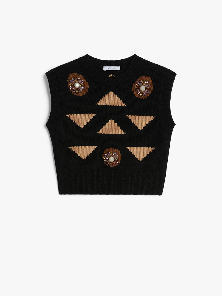 max mara wool and cashmere cropped waistcoat