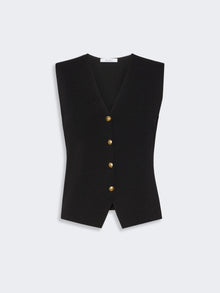 Viscose Crepe Yarn Gilet for Women - Black - Max Mara UAE