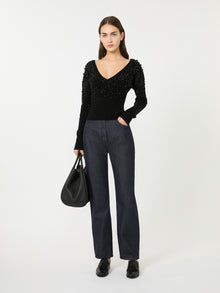 Wool And Cashmere V-Neck Sweater for Women - Black - Max Mara UAE