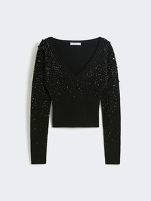 Wool And Cashmere V-Neck Sweater for Women - Black - Max Mara UAE