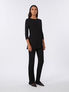 Viscose Crêpe Yarn Rib-Knit Jumper for Women - Black - Max Mara UAE