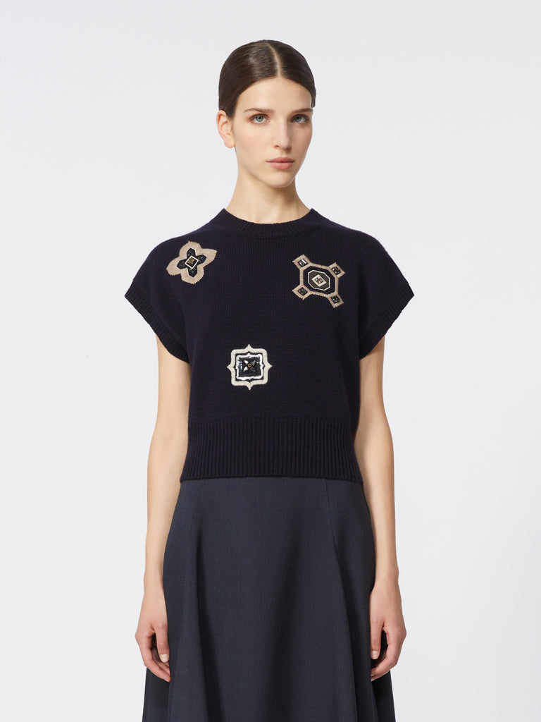 Wool and cashmere cropped sweater