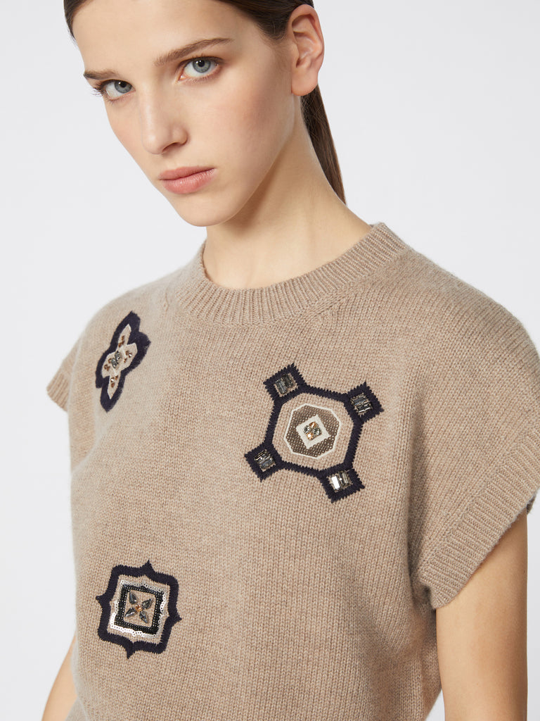 Wool and cashmere cropped sweater