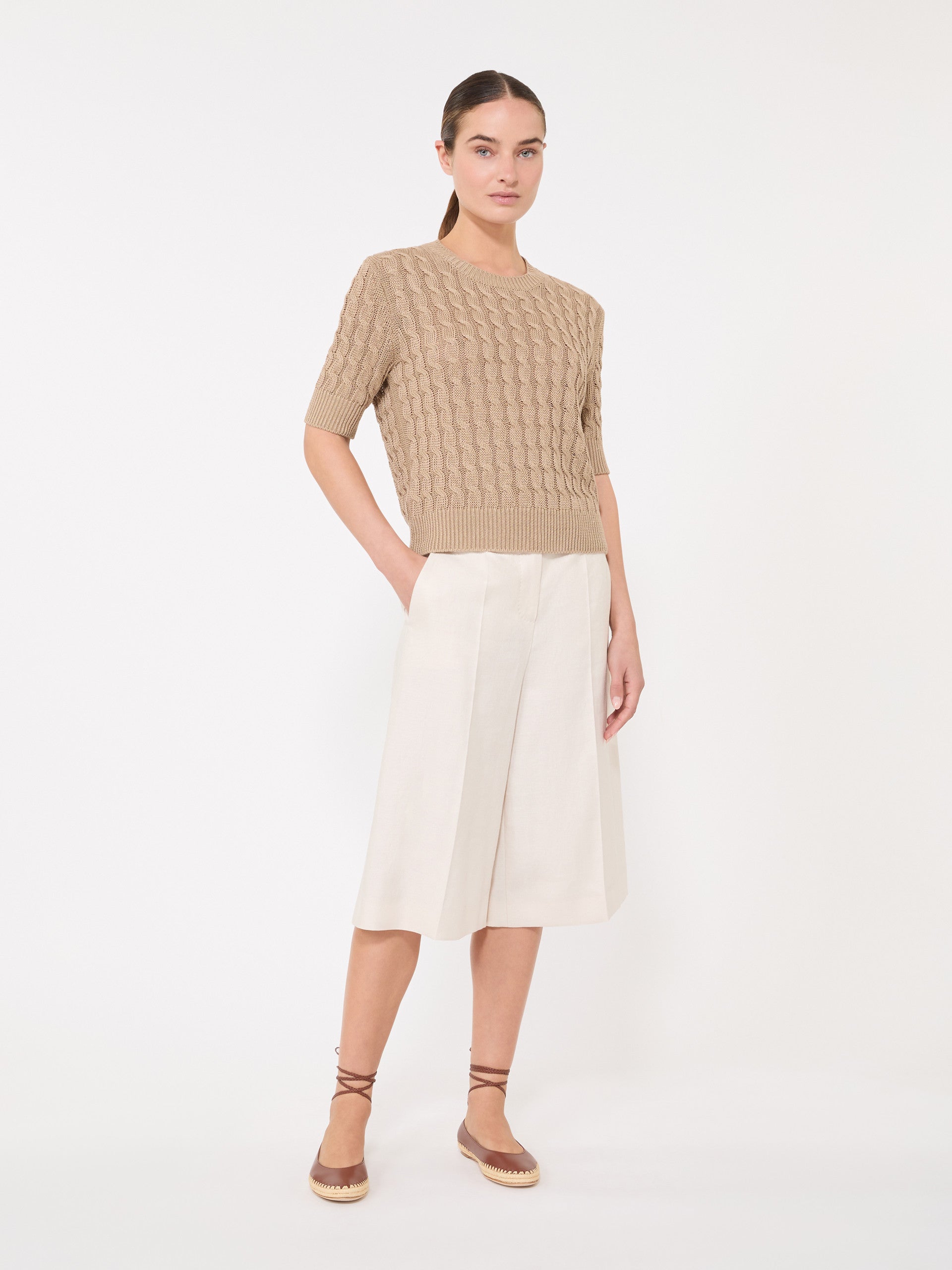 max mara cable-knit linen sweater for women