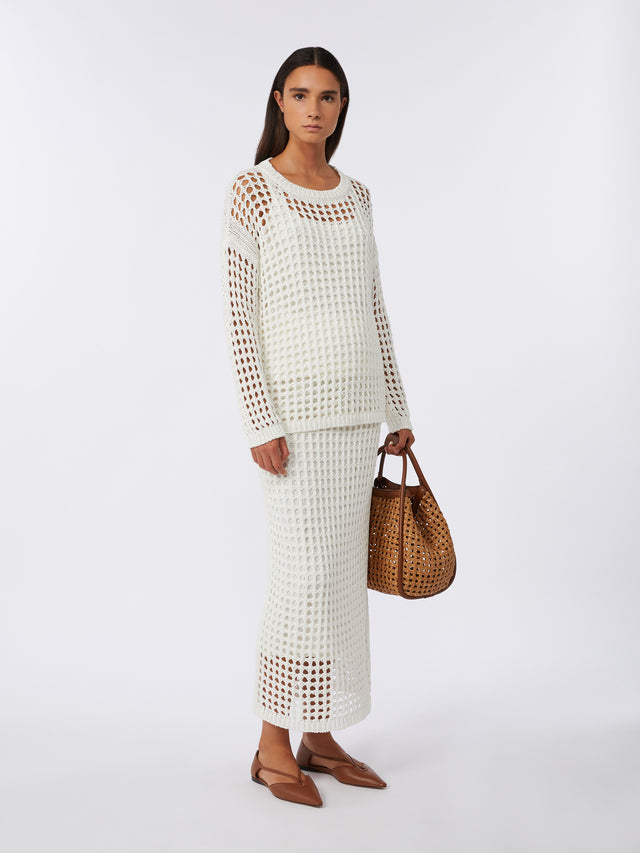 Cotton Mesh Jumper for Women - Optical White - Max Mara UAE
