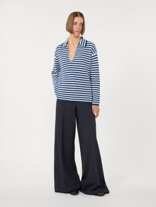 Ribbed Cashmere Jumper for Women - White Blue - Max Mara UAE