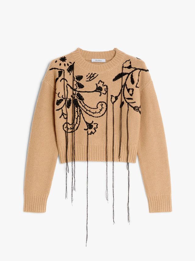 Short Wool And Cashmere Jumper for Women - Camel - Max Mara UAE