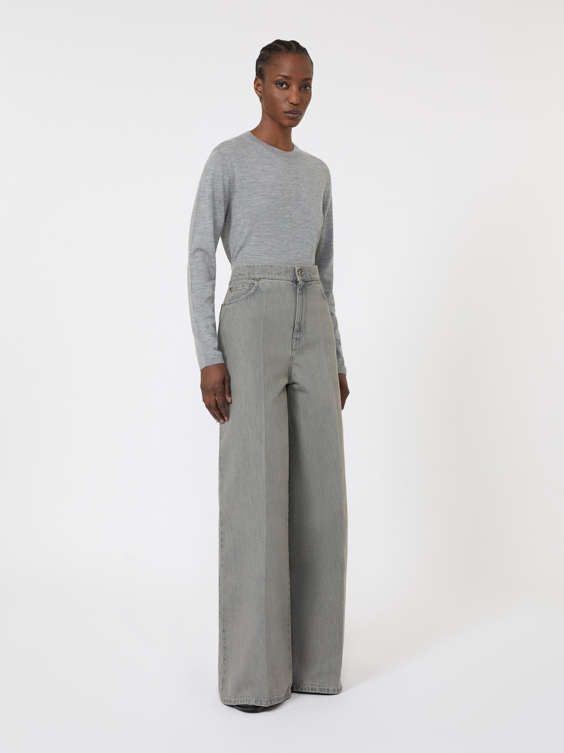 Cashmere Yarn Sweater for Women - Light Grey - Max Mara UAE