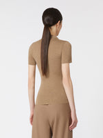 Rib-knit wool polo shirt