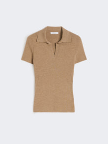 Rib-knit wool polo shirt