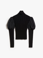 Wool Jumper With Taffeta Sleeves for Women - Black - Max Mara UAE