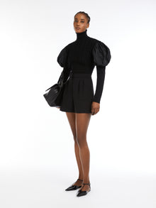 Wool Jumper With Taffeta Sleeves for Women - Black - Max Mara UAE