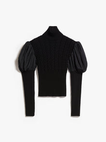 Wool Jumper With Taffeta Sleeves for Women - Black - Max Mara UAE