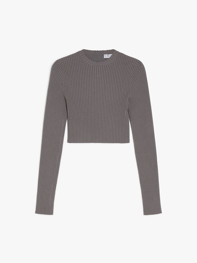 Viscose Crêpe Cropped Jumper for Women - Medium Grey - Max Mara UAE
