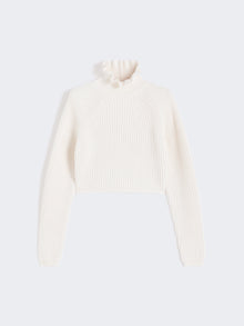 Cotton Cordonnet Cropped Jumper for Women - White - Max Mara UAE