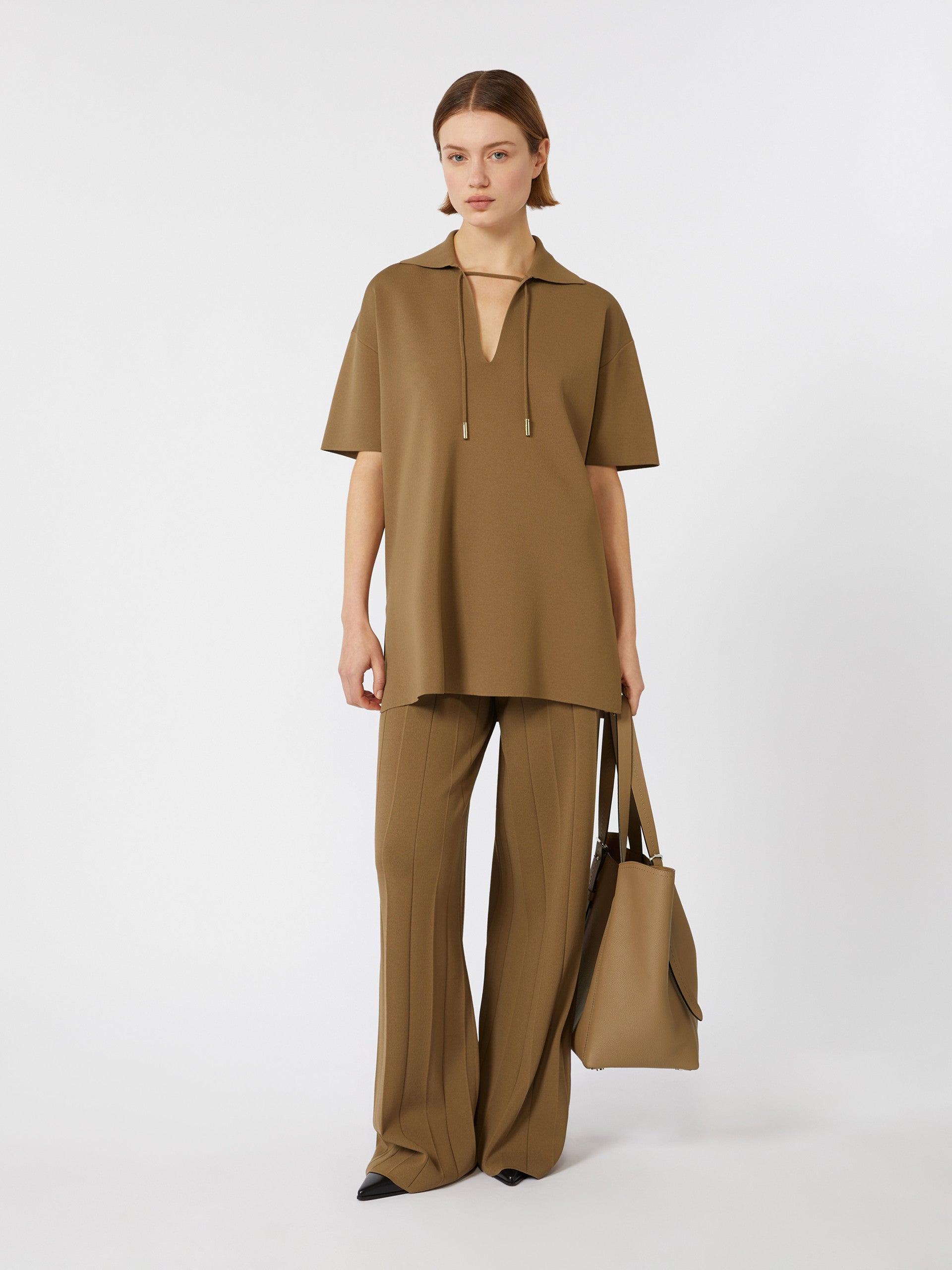 Viscose Crêpe Yarn Blouse for Women - Hazelnut Brown - Max Mara UAE