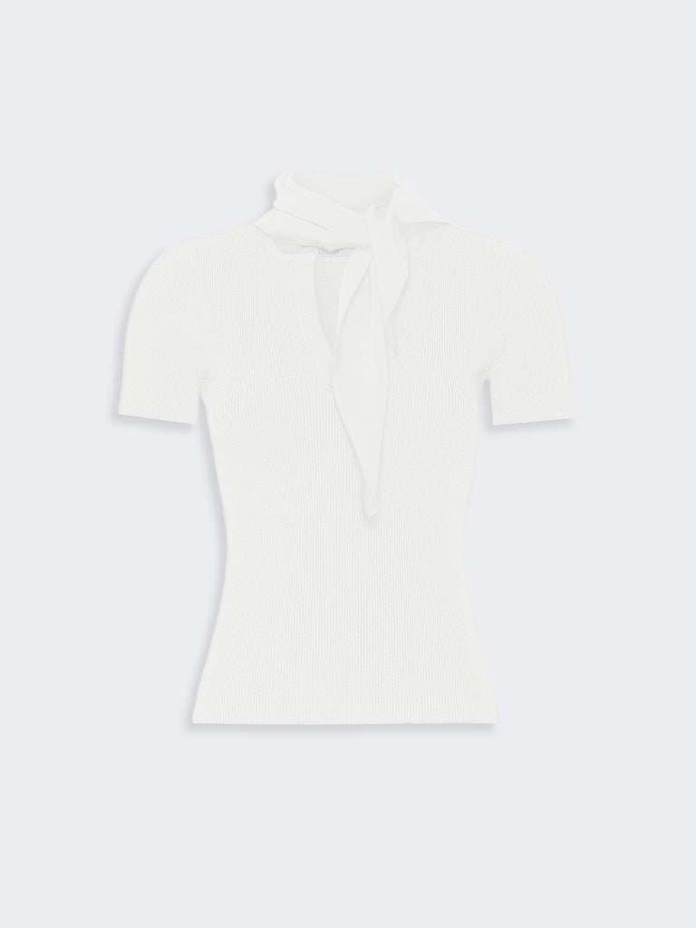 max mara viscose crepe sweater with scarf detail