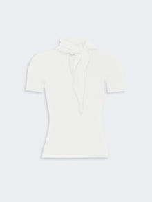 Viscose Crepe Sweater With Scarf Detail for Women - White - Max Mara UAE