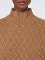 Camel-yarn high-neck jumper