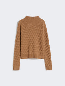 Camel-Yarn High-Neck Jumper for Women - Camel - Max Mara UAE
