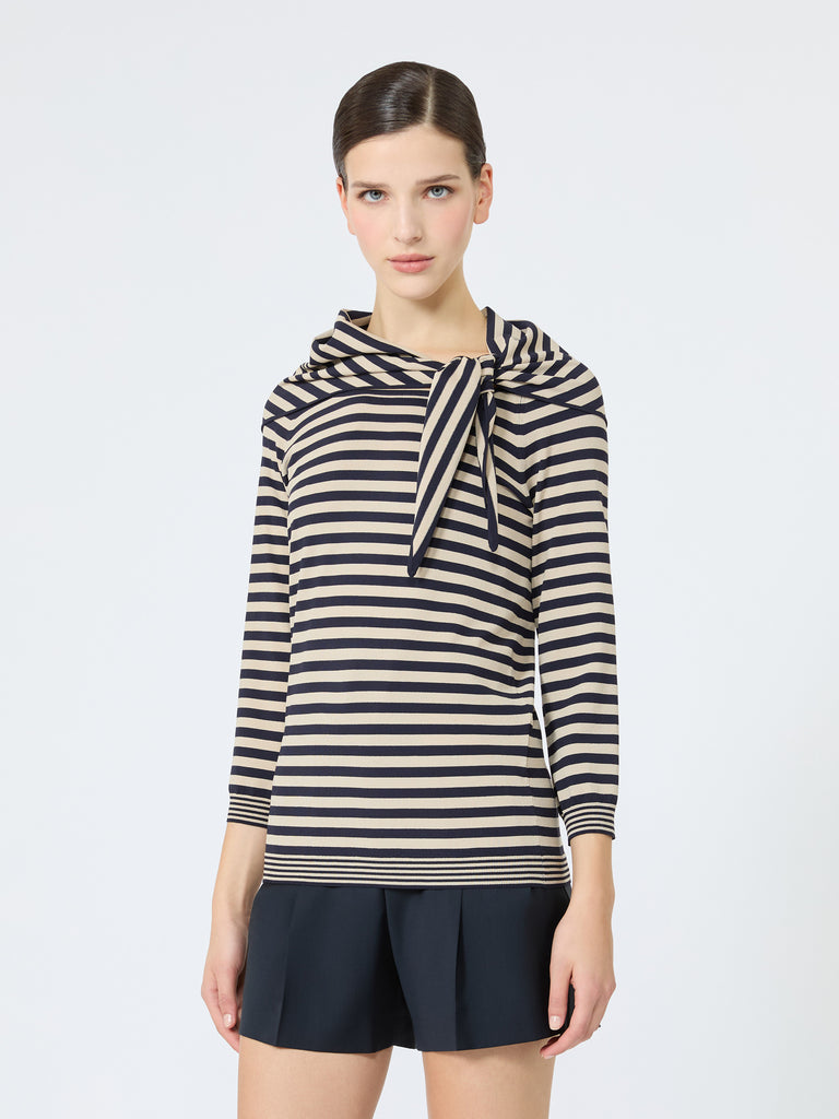 max mara viscose yarn sweater with scarf detail