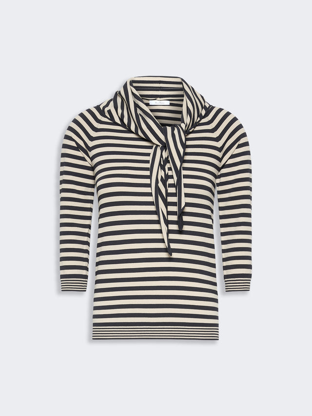 Viscose Yarn Sweater With Scarf Detail for Women - Stone - Max Mara UAE