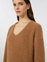 Bouclé Silk V-Neck Camel Jumper for Women - Camel - Max Mara UAE