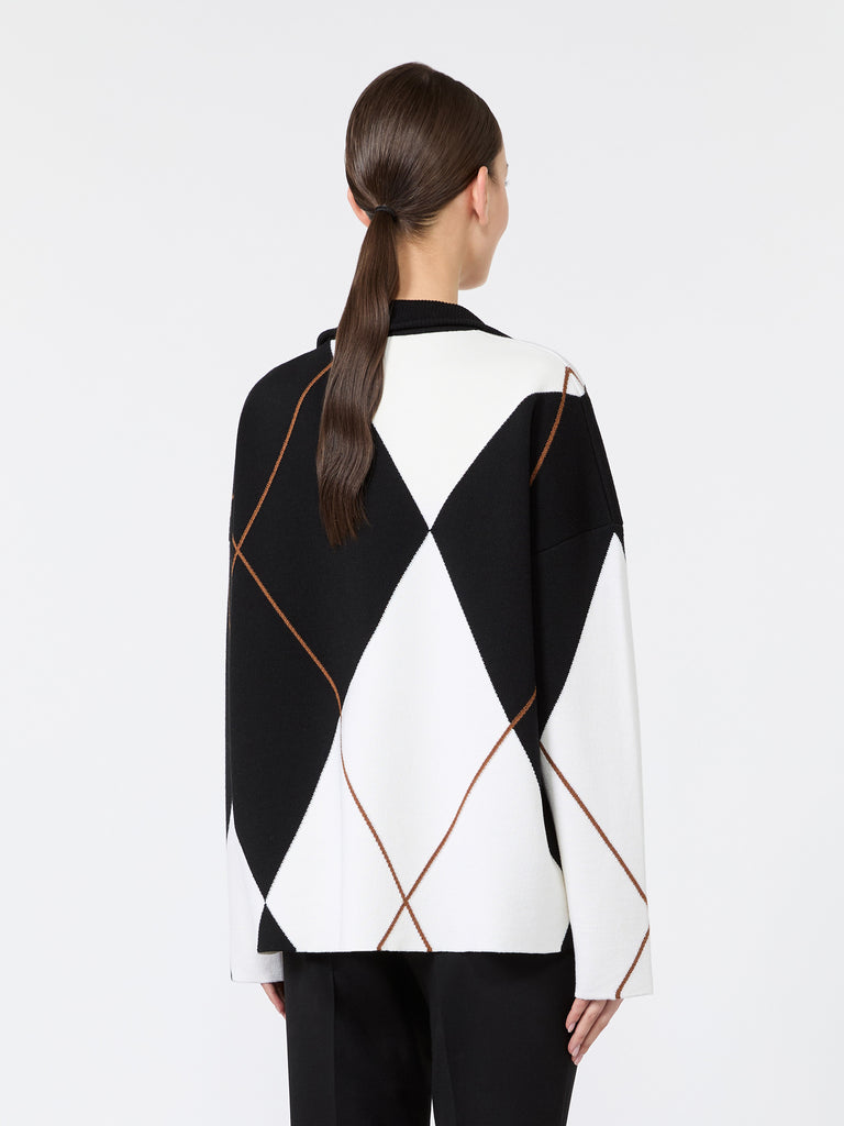 max mara relaxed-cut argyle wool yarn sweater