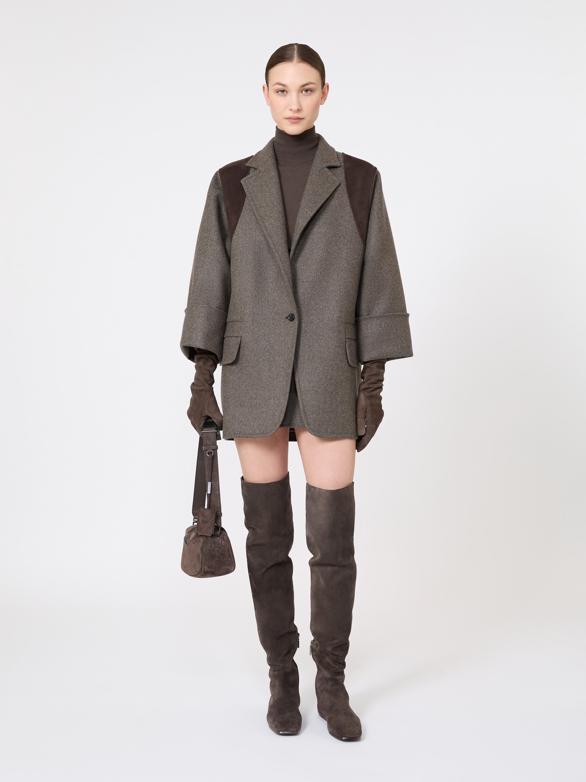 Wool Yarn Polo-Neck Sweater for Women - Mud - Max Mara UAE