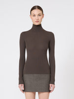 Wool Yarn Polo-Neck Sweater for Women - Mud - Max Mara UAE